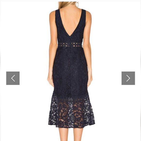 BARDOT BLACK DEEP V NECK SLEEVELESS LACE OVERLAY ANKLE LENGTH DRESS SIZE 4 - Picture 2 of 14